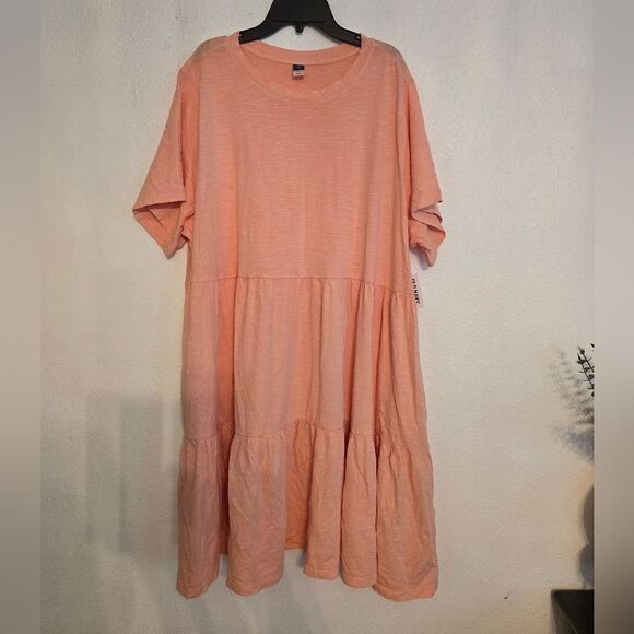 NWT Old Navy Short Sleeve Tiered Mini Swing Peach Dress Plus Size 2x - Picture 2 of 9